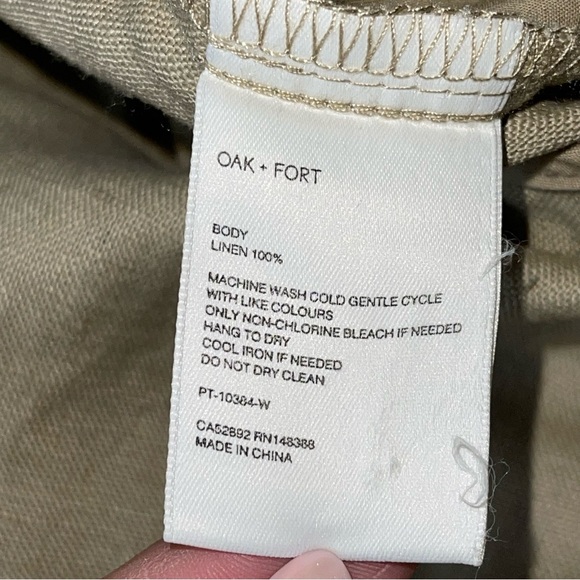 Oak and Fort 100% Linen Straight Leg Pants, beige, size 6 - Picture 14 of 15